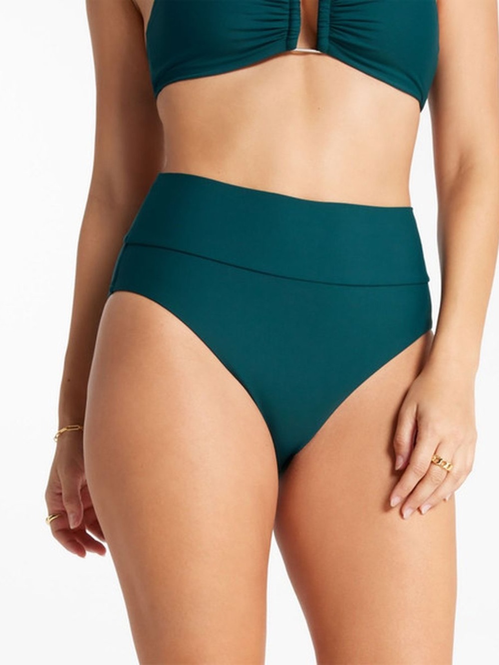 Alia Deep Teal High-Rise Bikini Bottom